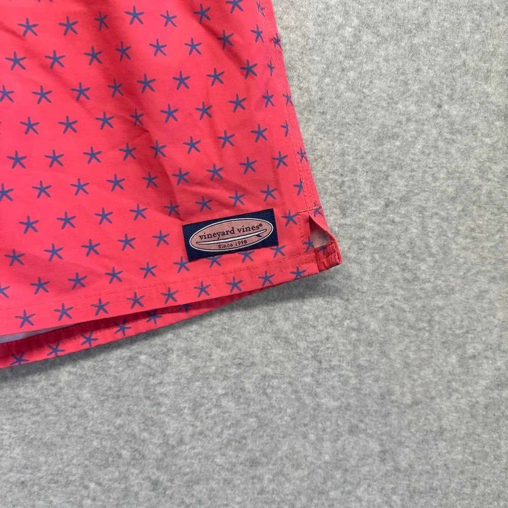 Vineyard Vines Mens Size Swim‎ Trunks Board Shorts XL Pink Starfish Print Mesh